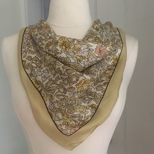 Vintage Liberty London Square Silk Scarf Gold Flor